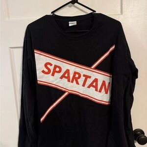 Black Long Sleeve Shirt with Red Spartan Logo-SNL Will Ferrel